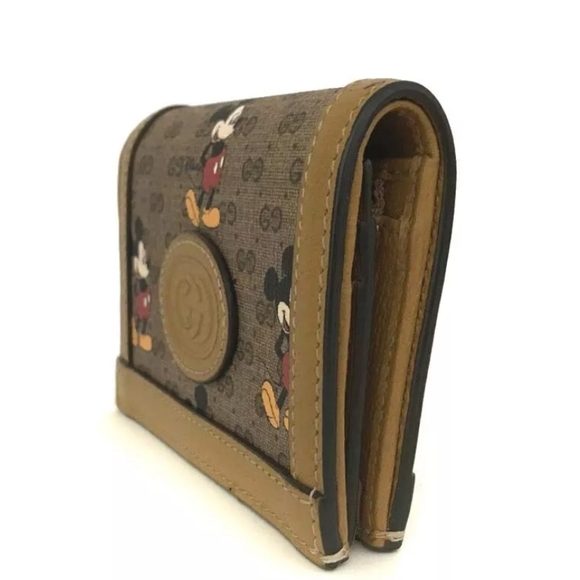 GUCCI Disney Collaboration Micro GG Logo PVC Leather Bifold Wallet W/Box & Dustb - Picture 3 of 9